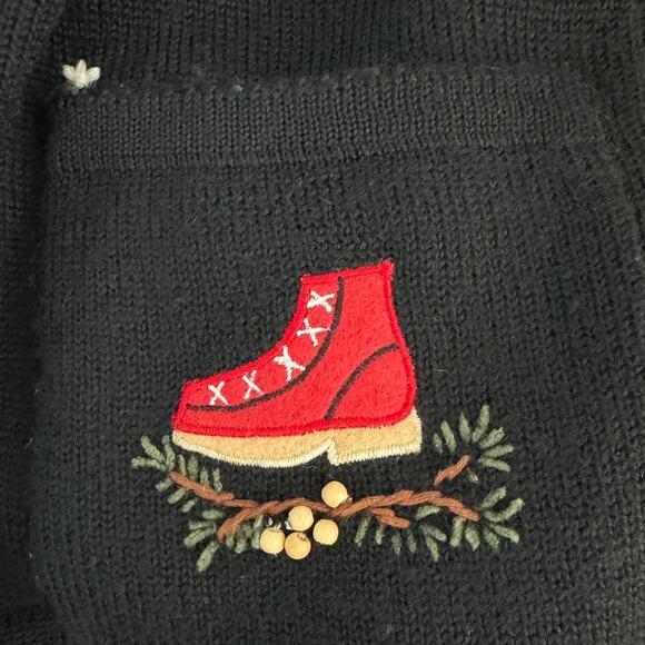 Vintage Talbots 100% wool novelty winter theme cardigan sweater size 8 medium M - Picture 5 of 9